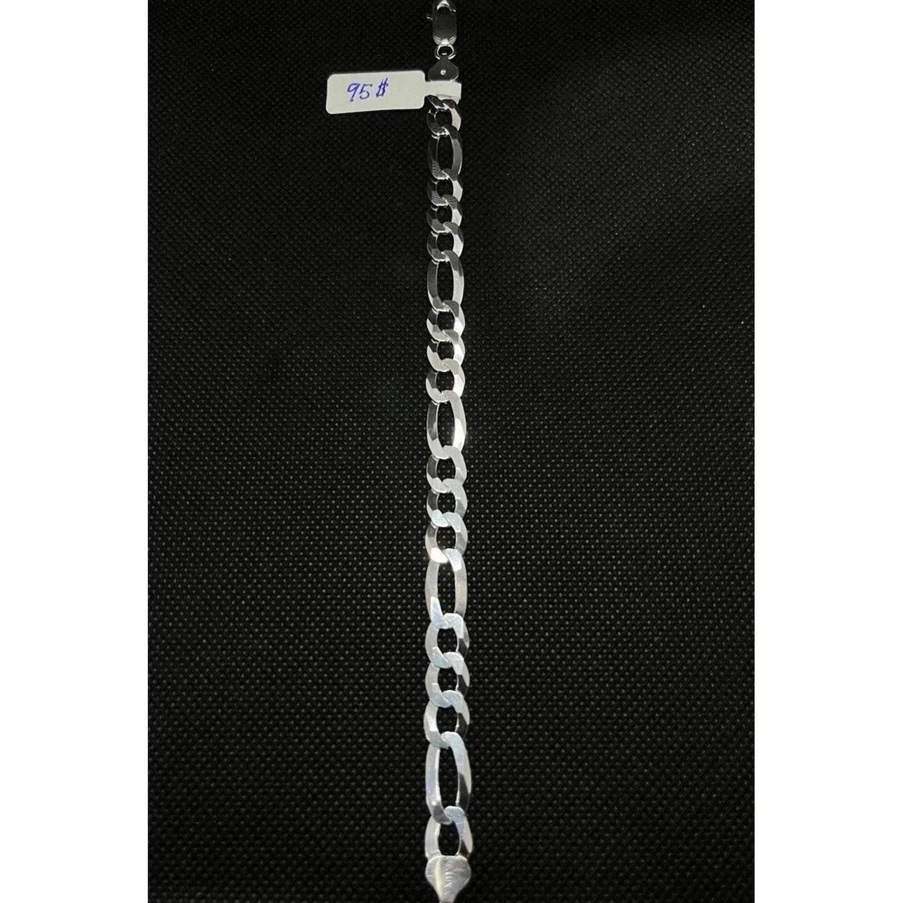 Esclava De Plata 925 Con Tejido Fígaro, 925 Sterling Silver Figaro Bracelet 8 In